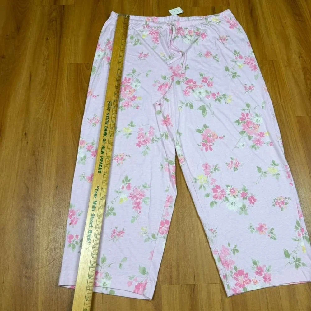 Lauren Ralph Lauren Pink Floral Pajama Set Short Sleeve Top Pants XL LN72515